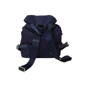 Prada Navy logo triangle backpack daypack pocket double Blue